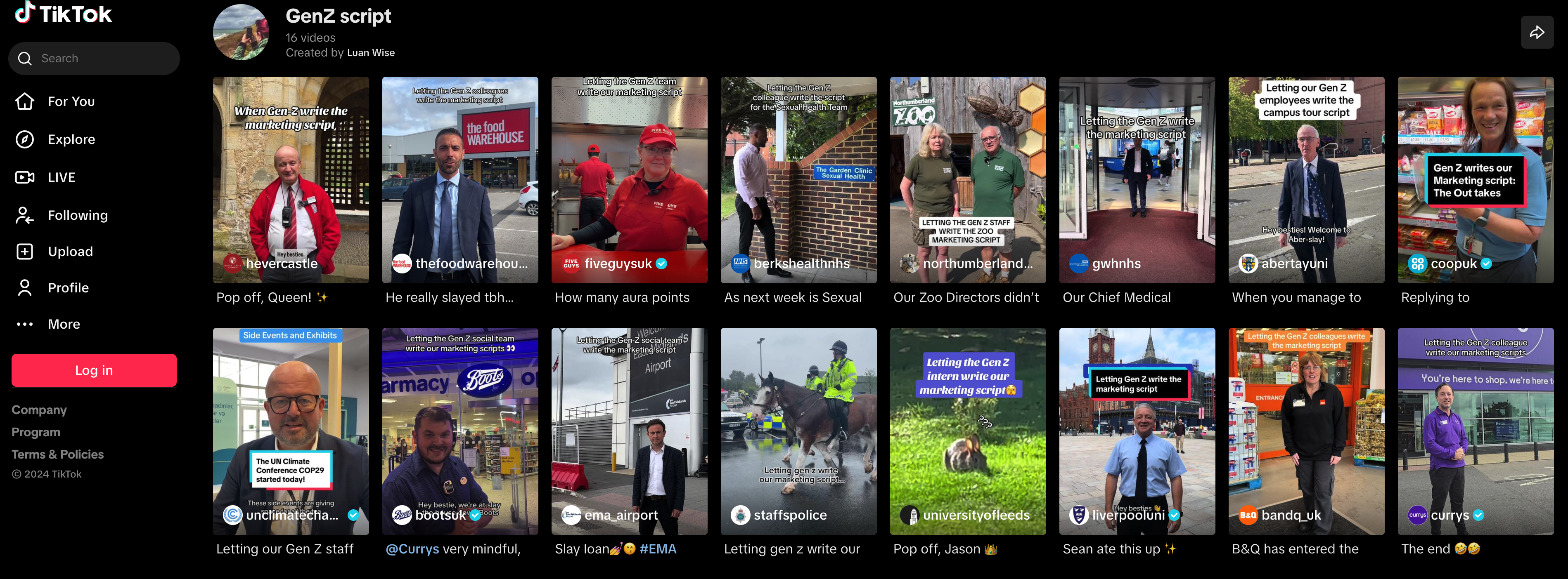 Screenshot of TikTok Gen Z Script Collection